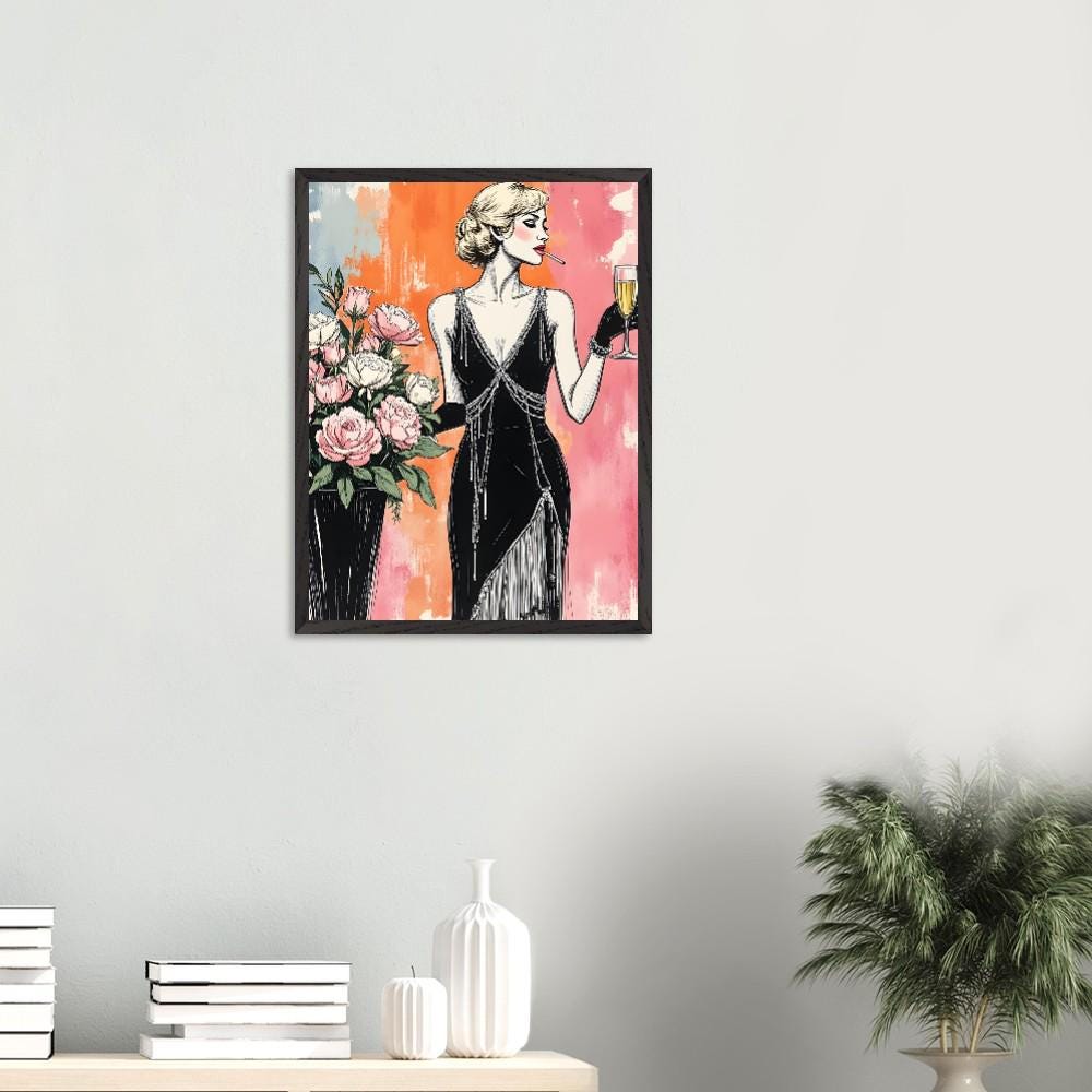Sophisticated 1920s Flapper Limited Edition Mounted Framed Poster 45x60cm | Art Deco Wall Decor | Gift for Her