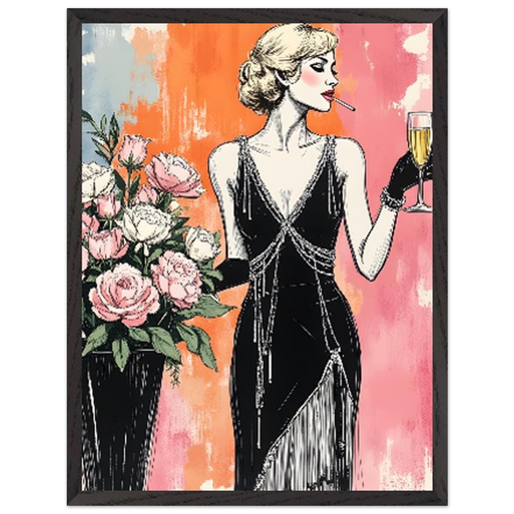 Sophisticated 1920s Flapper Limited Edition Mounted Framed Poster 45x60cm | Art Deco Wall Decor | Gift for Her