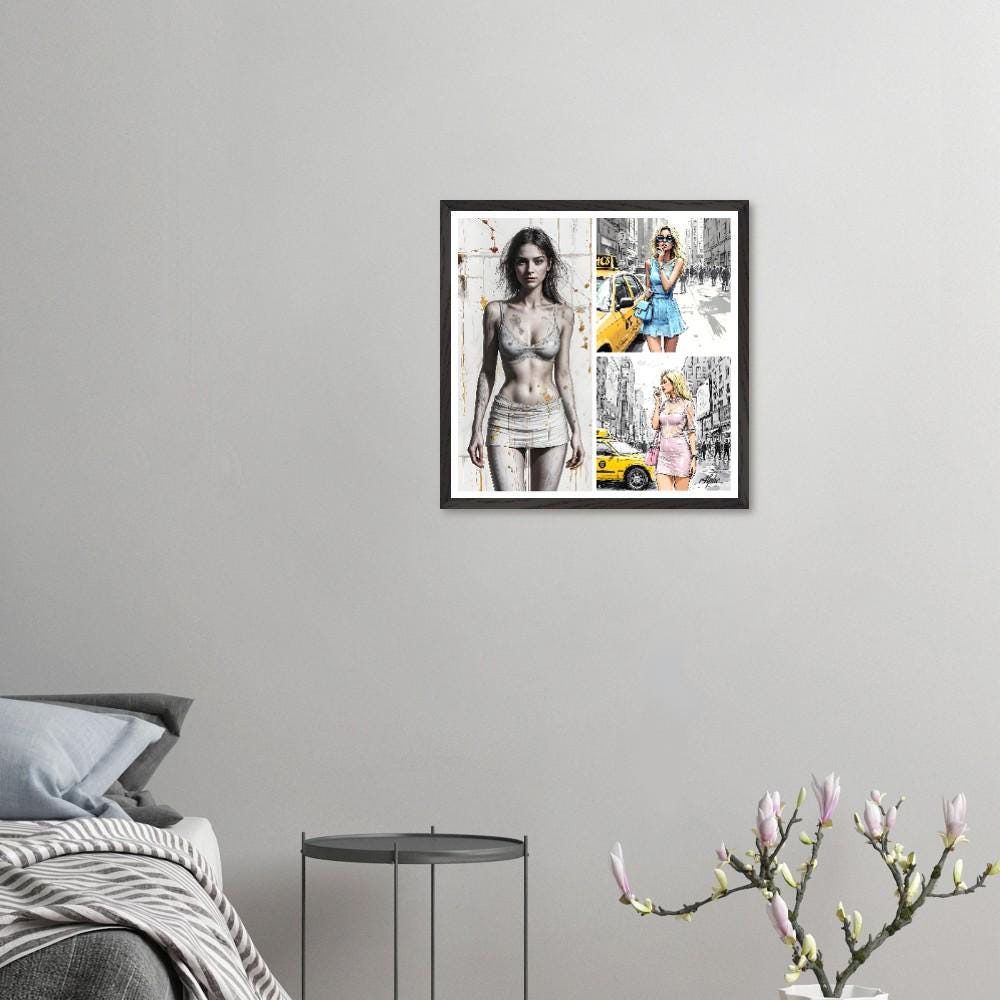 Celebration of Women Mounted Framed Limited Edition Poster(50x50cm) - Handmade Art with Oak or Ash Frame - Perfect Gift for Empowerment