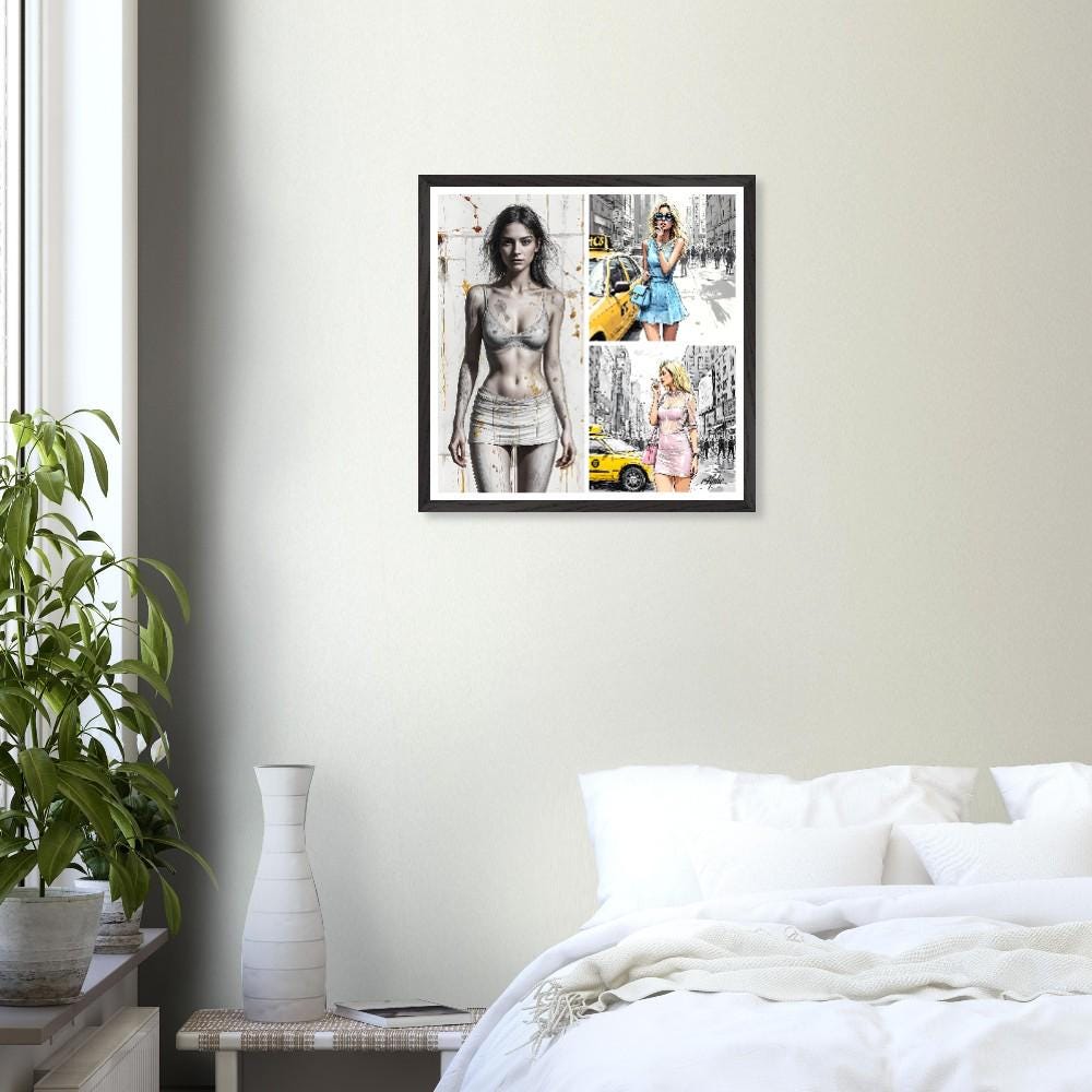 Celebration of Women Mounted Framed Limited Edition Poster(50x50cm) - Handmade Art with Oak or Ash Frame - Perfect Gift for Empowerment