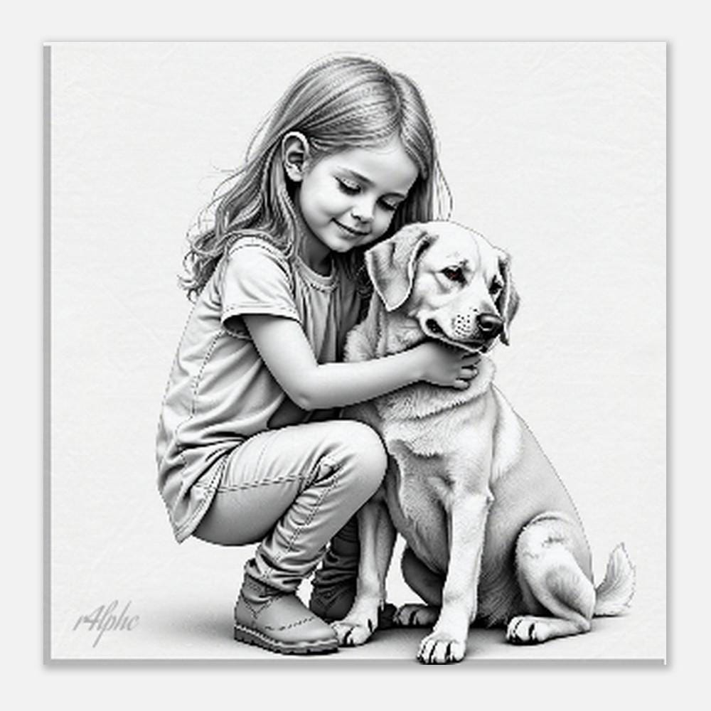 Lifelong Bond Limited Edition Canvas Print (30x30cm) | Dog & Human Friendship Portrait | Perfect Gift for Dog Lovers