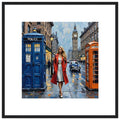 Elegant Blonde Detective in London - limited  edition 50x 50cm Framed Poster | Stylish Wall Art for Home & Office