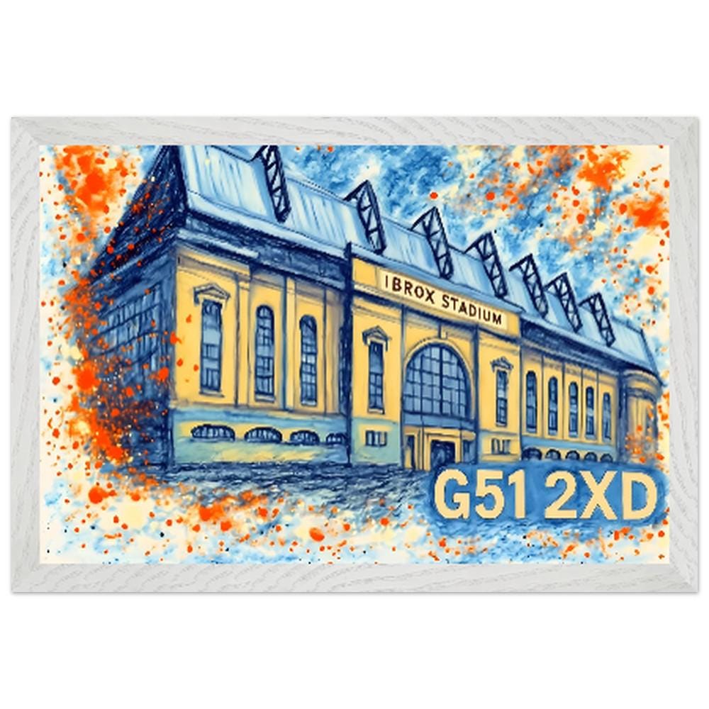 Ibrox Stadium Poster (30x45cm) - Rangers FC Framed Art - Premium Oak & Ash Frame