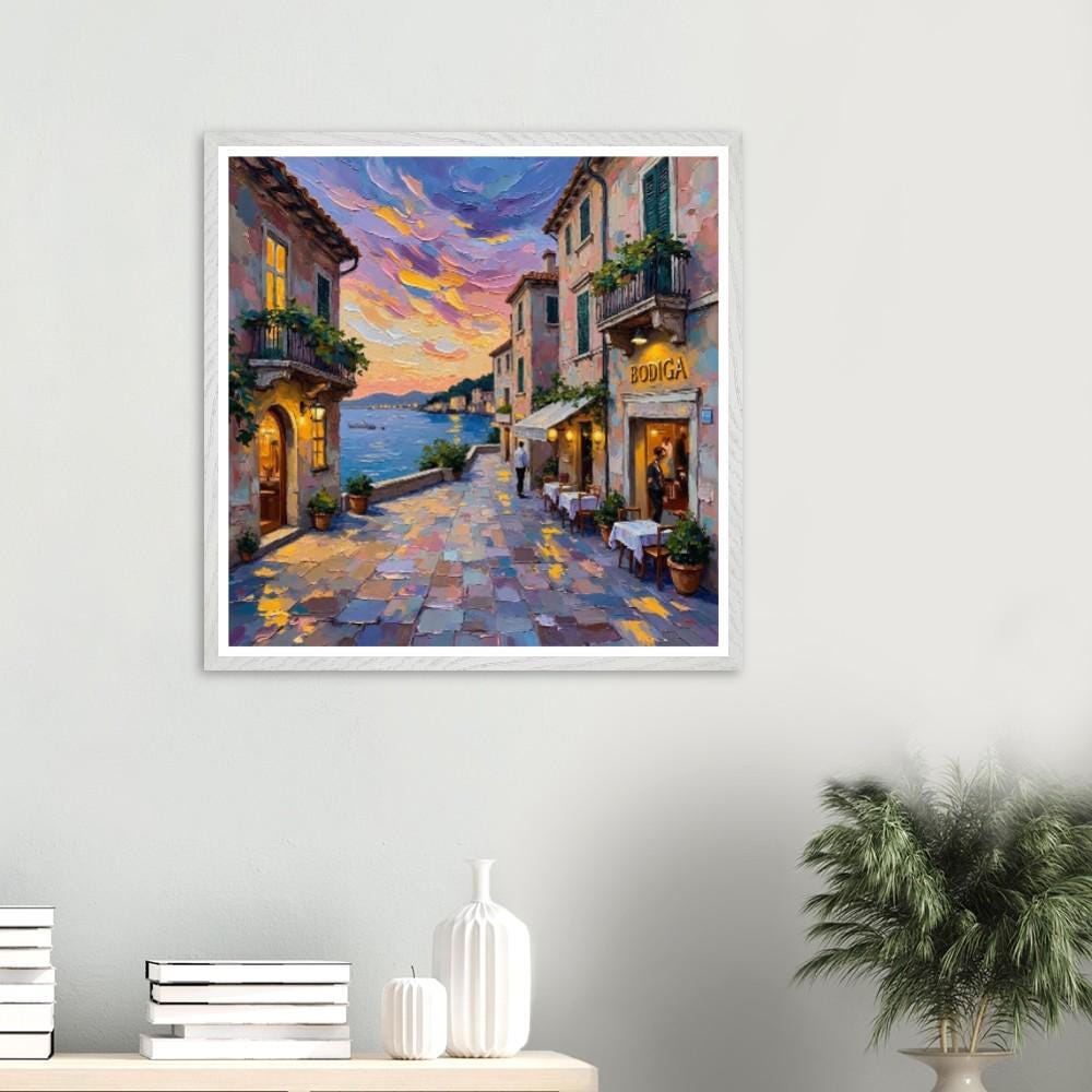 España de La Mer Bodega Limited Edition Mounted Framed Poster - 70x70cm Art with Eco-Friendly Wood Frame