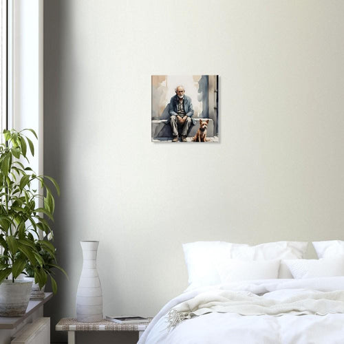 Forever Friends: Canvas Print of Unconditional Love Between Man and Dog - Heartfelt Home Decor