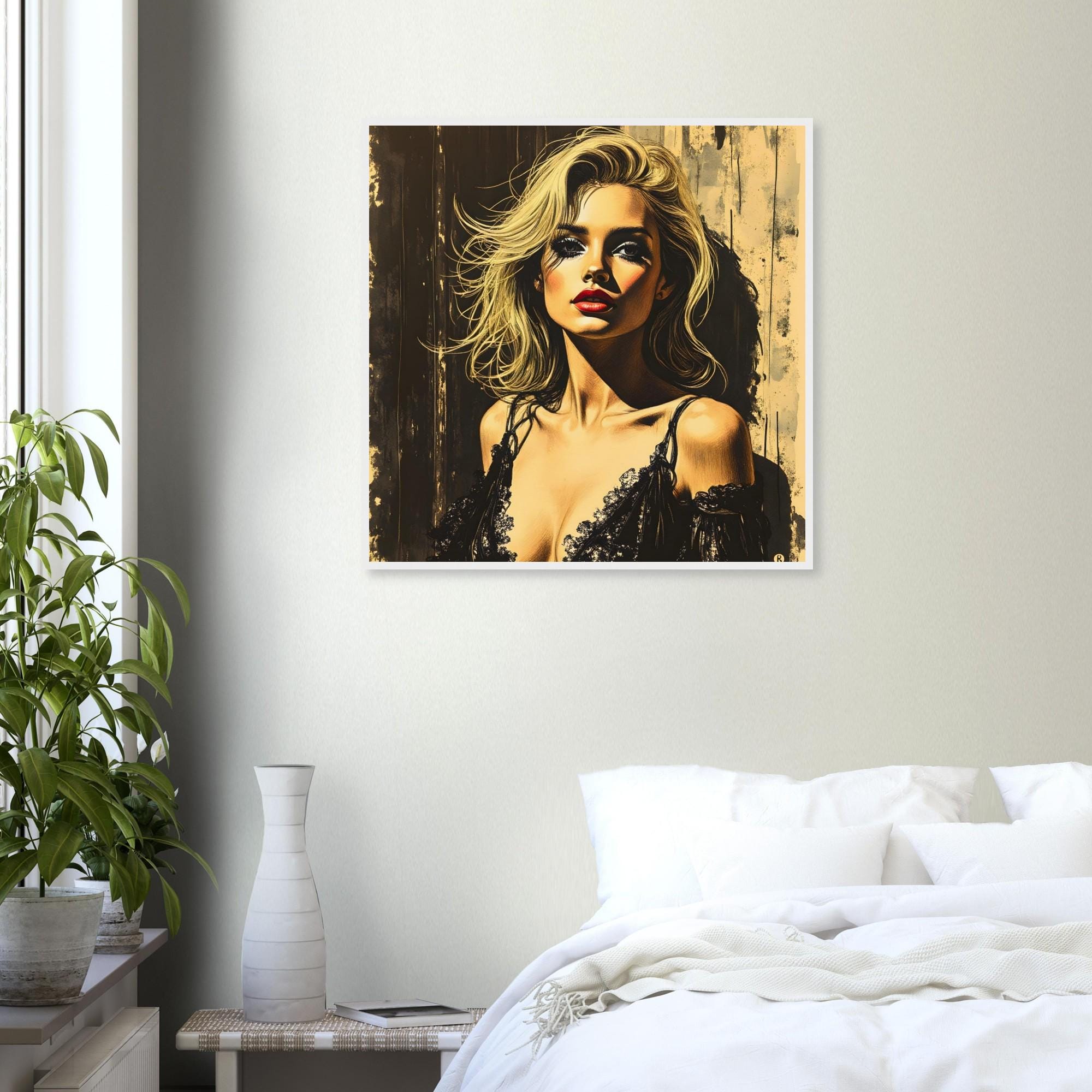 Limited Edition Framed Poster of Sonia - Beautiful Blonde Art Print - Luxury Wall Decor (70x70cm)