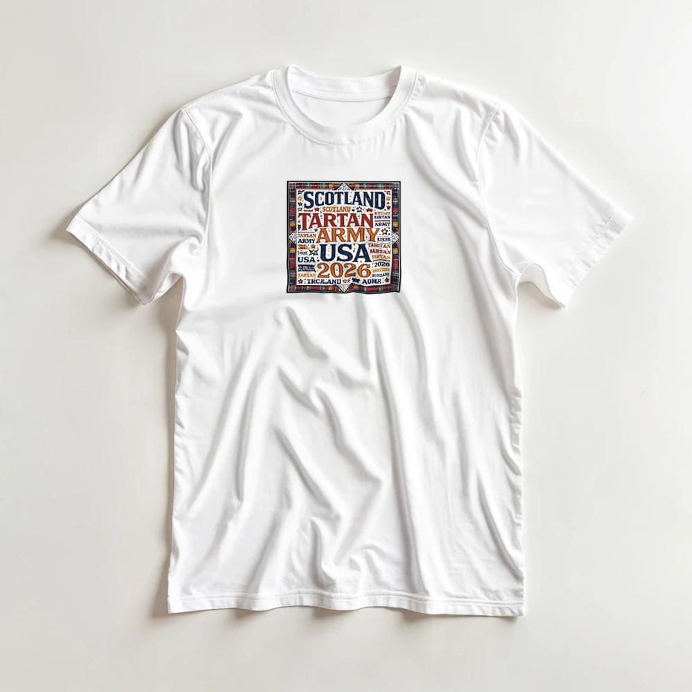 Tartan Army World Cup 2026 T-Shirt | Scotland Word Cloud Design