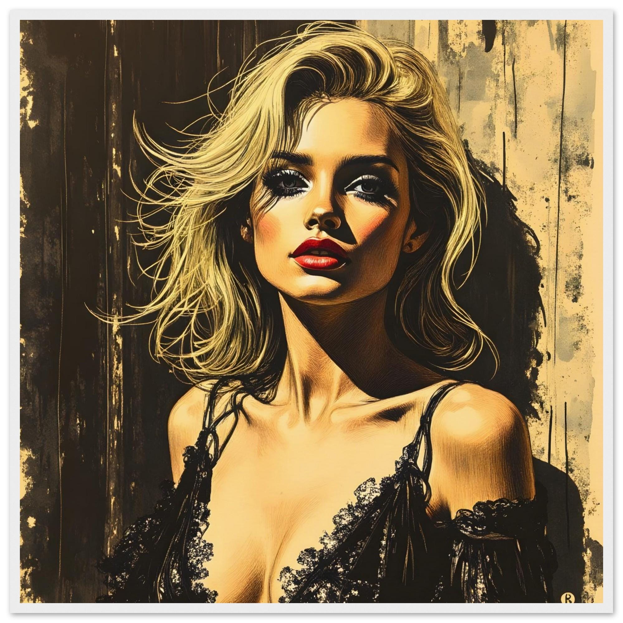 Limited Edition Framed Poster of Sonia - Beautiful Blonde Art Print - Luxury Wall Decor (70x70cm)