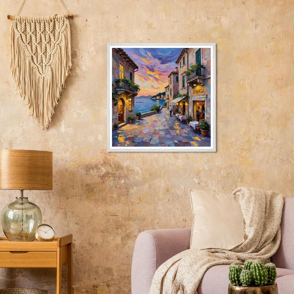 España de La Mer Bodega Limited Edition Mounted Framed Poster - 70x70cm Art with Eco-Friendly Wood Frame